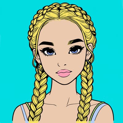 realistic girl with braids