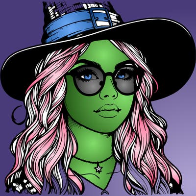 a witch with glasses realistic