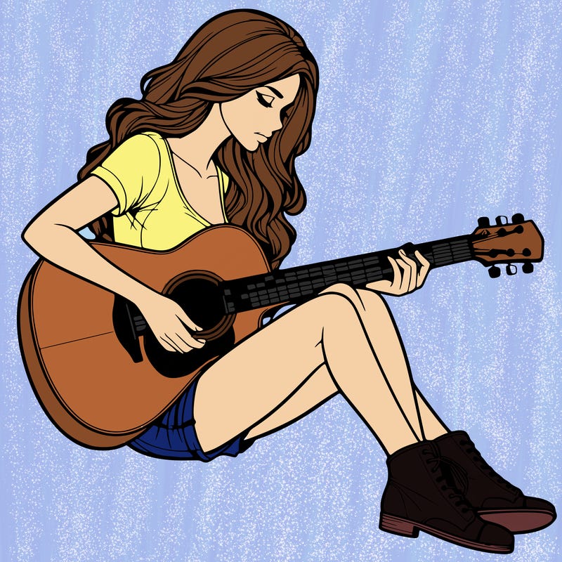 realistic woman play guitar