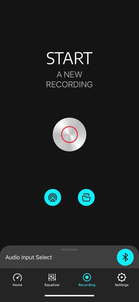 The recording interface of the Lightspeed App with a start button to record flight audio and radio conversations.