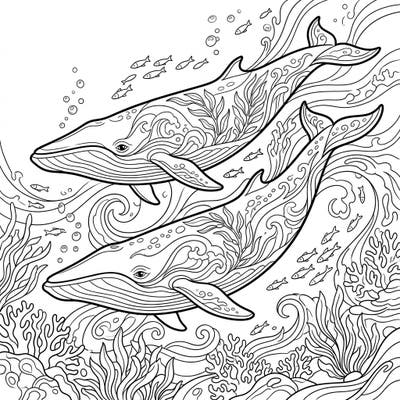 Immerse yourself in the calming world of the ocean with this beautiful Minke Whale coloring page, specially designed for seniors. Enjoy the clear lines and intricate patterns, offering a wonderfully relaxing and accessible artistic activity.