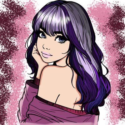 realistic girl with bangs looking over her shoulder