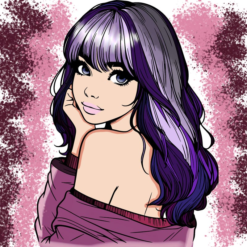 realistic girl with bangs looking over her shoulder