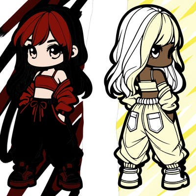 girl in crop top and baggy pants