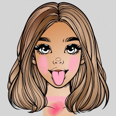 realistic girl with her tongue out