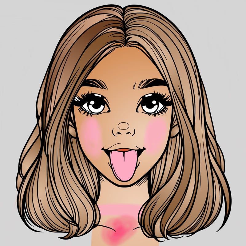 realistic girl with her tongue out