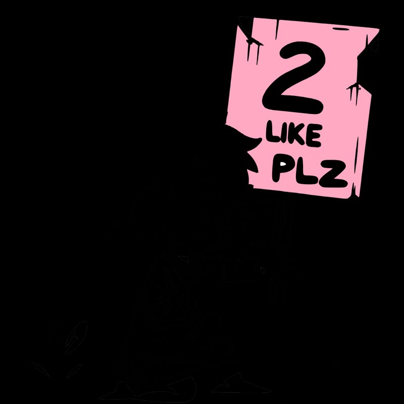 small poor toddler crying with sign that says 2 like plz