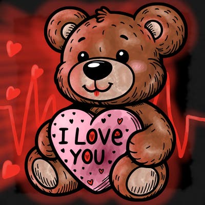 teddy bear holding an i love you heart