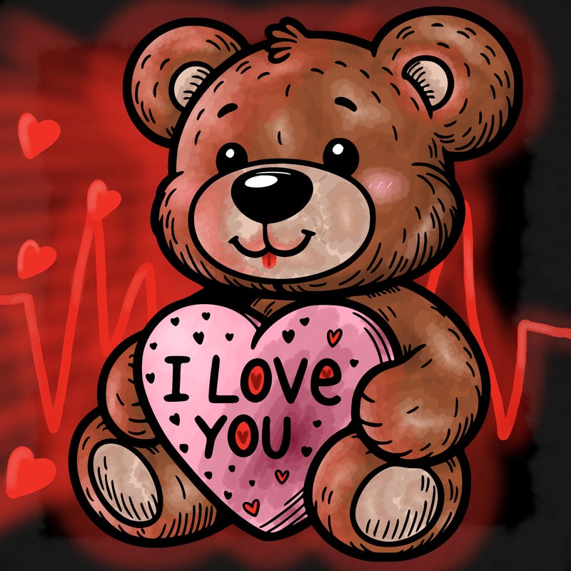 teddy bear holding an i love you heart