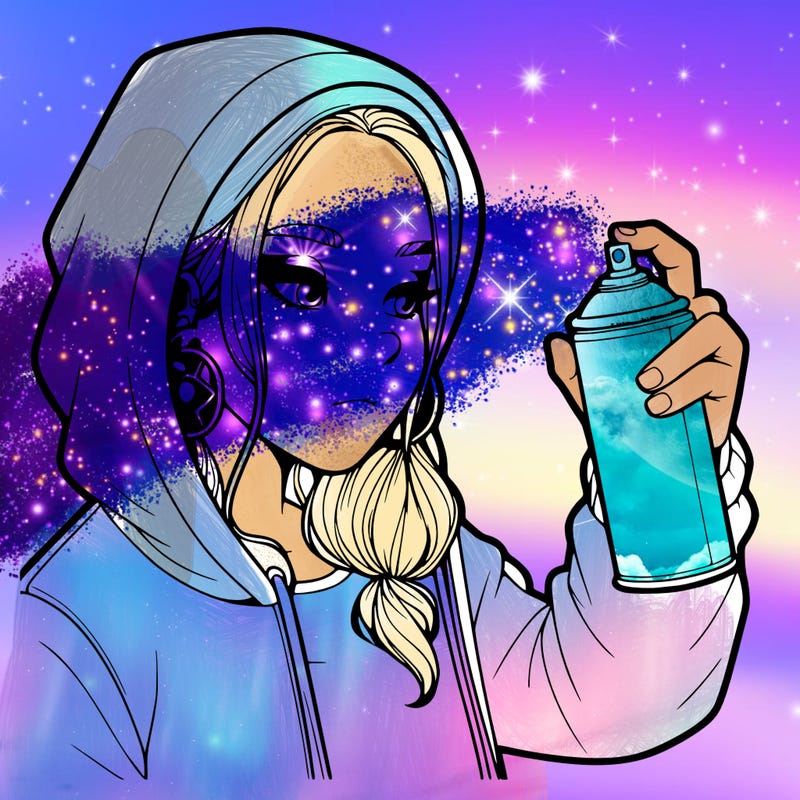 a realistic girl, spray painting