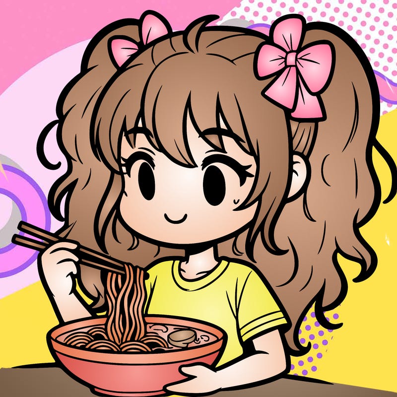 a girl eating ramen