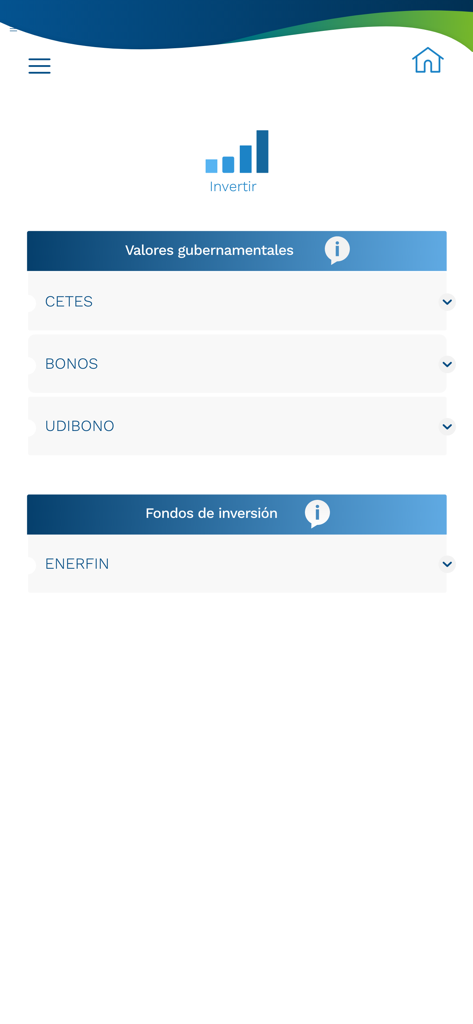 cetesdirecto - Cetesdirecto mobile app screen showing government investment options including CETES, BONOS, and UDIBONO