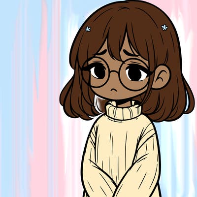 sad girl with glasses in a sweater