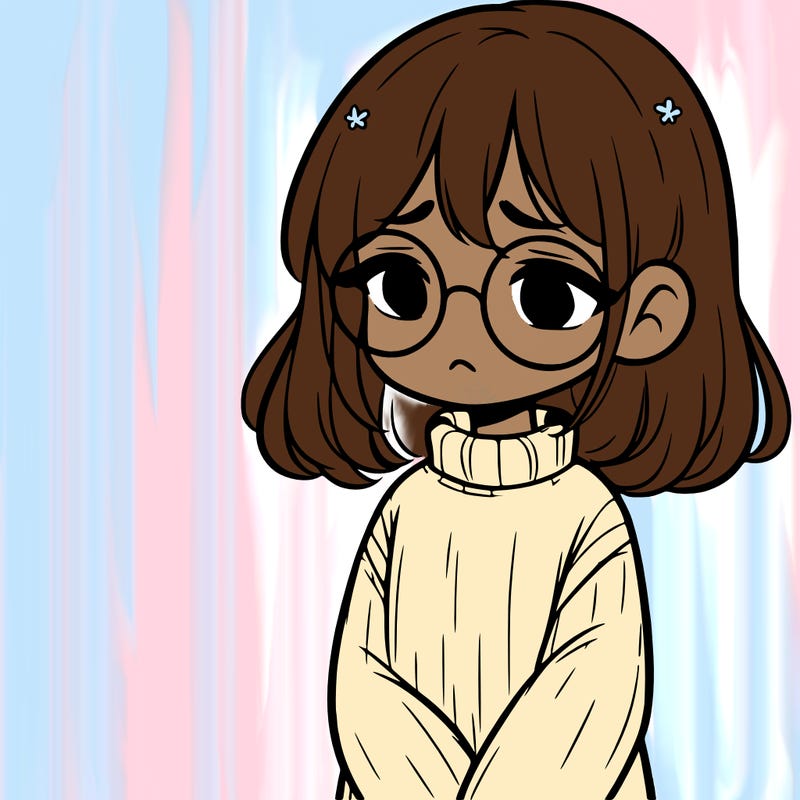 sad girl with glasses in a sweater
