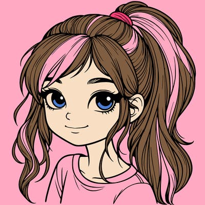 realistic girl with ponytail