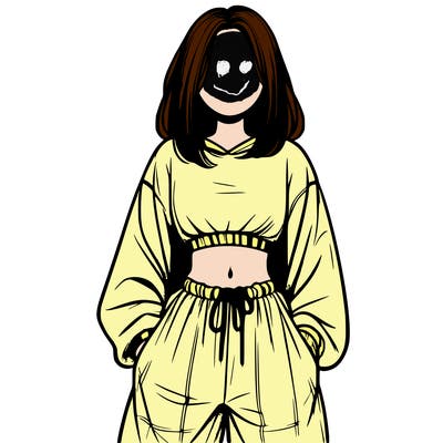 realistic girl faceless with baggy pants and a crop top