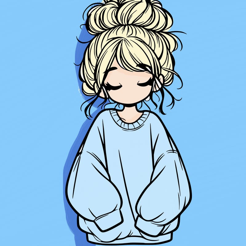 girl with baggy sweatshirt and messy bun