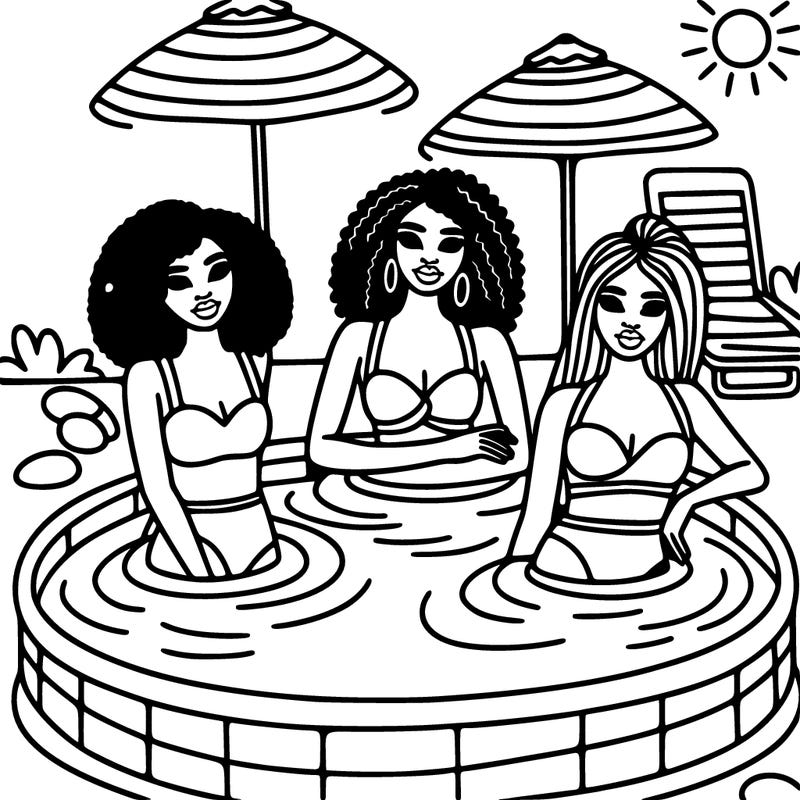 black women in a pool