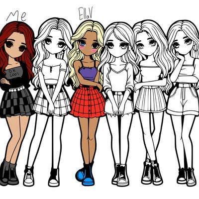 a group of girls realistic