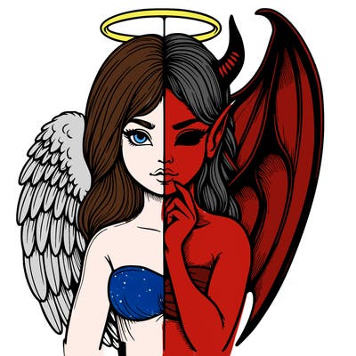 realistic angel half demon