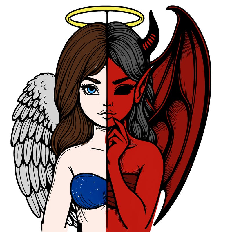 realistic angel half demon