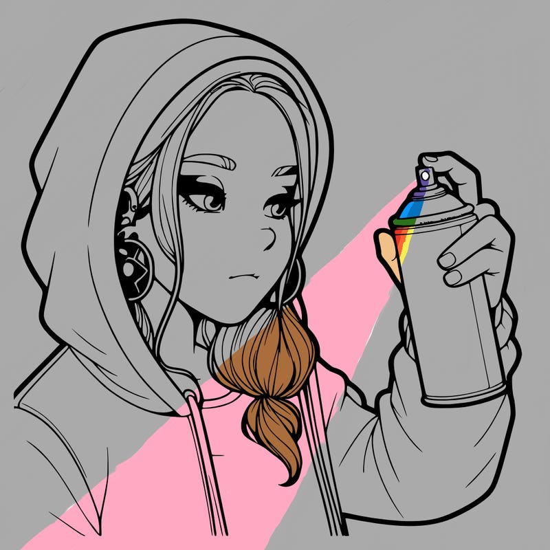 a realistic girl, spray painting