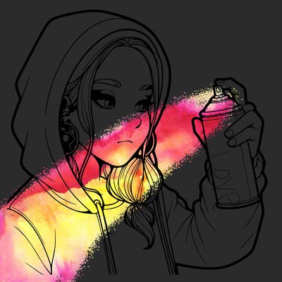 a realistic girl, spray painting