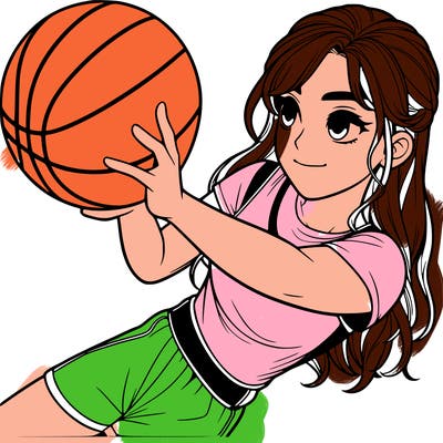 realistic girl playing basketball