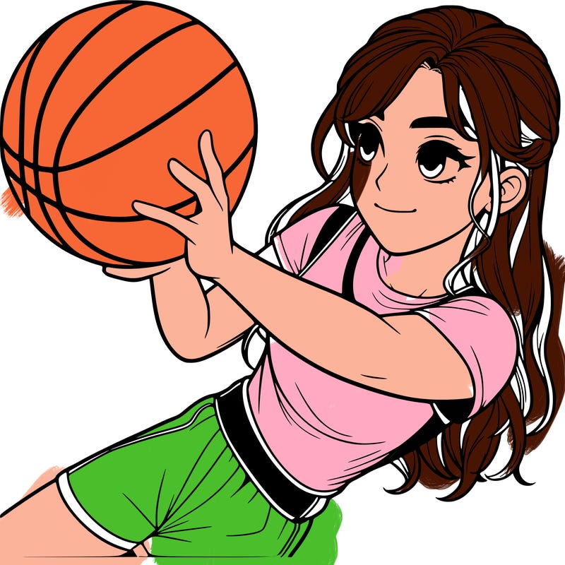 realistic girl playing basketball