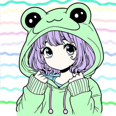 a cute teenage girl wearing a frog hoodie