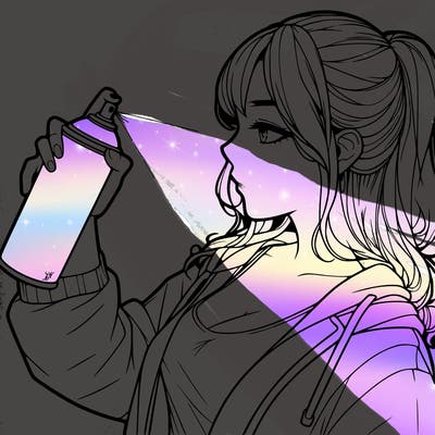a realistic girl spray, painting
