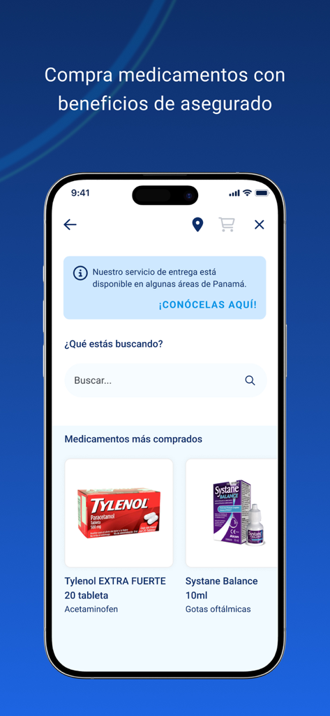 ASSA Compañia de Seguros - Mobile screen of the ASSA app showing the pharmacy section for purchasing medications with insurance benefits