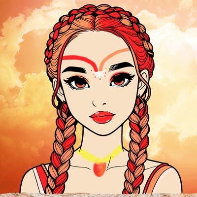 realistic girl with braids