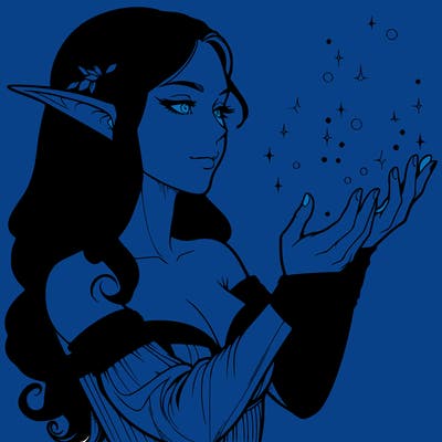 realistic elf girl doing magic