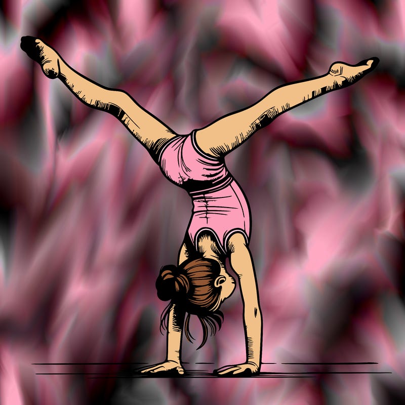 realistic gymnastic hand stand girl in four splits
