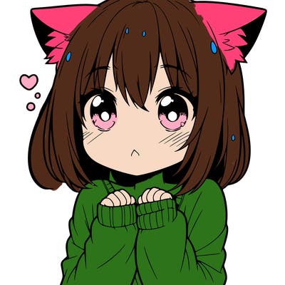shy anime catgirl