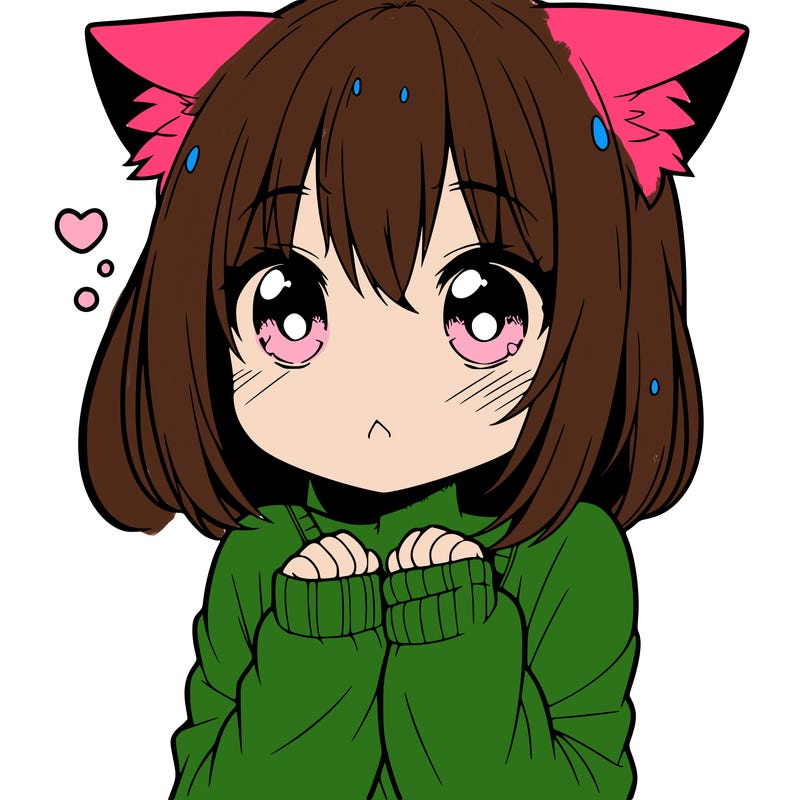 shy anime catgirl