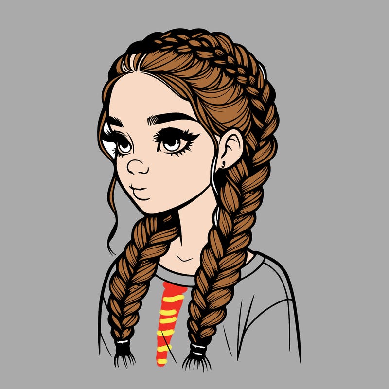 realistic girl with braids