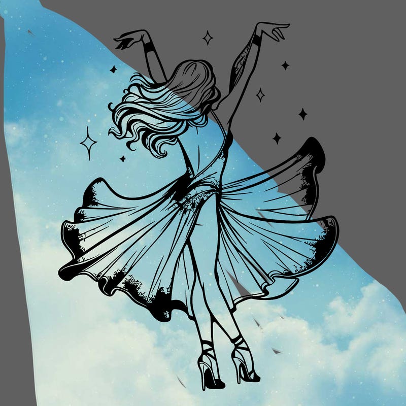 dancer dancing with a shimmery costume on realistic