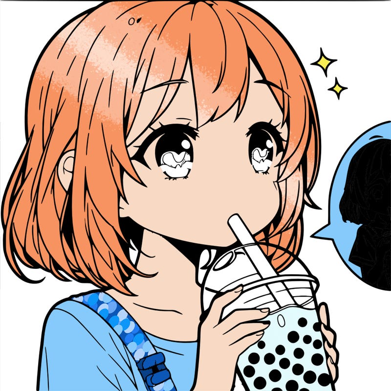 fille manga qui bois un bubble tea