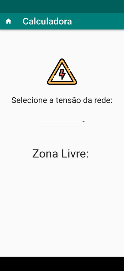 Zona Livre NR 10 - Calculator screen of the Zona Livre NR 10 app for determining safe electrical work distances