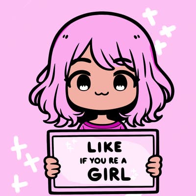 a cute girl holding a sign that says like if you’re a girl