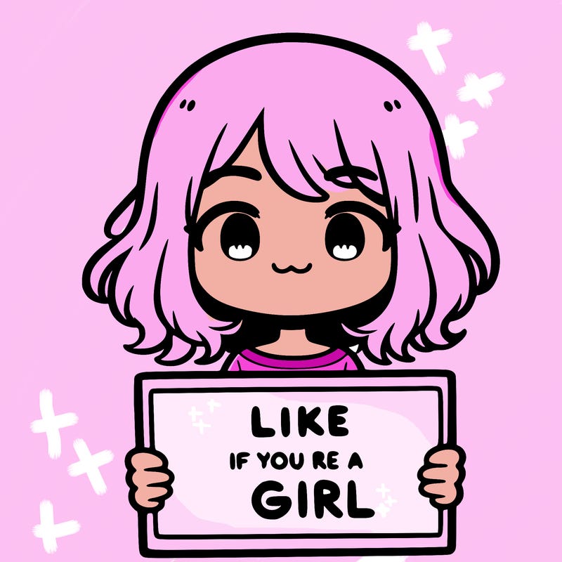 a cute girl holding a sign that says like if you’re a girl
