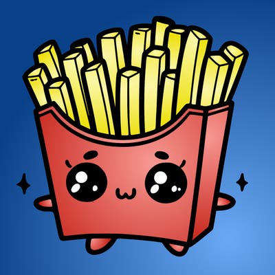 a cute. french fries