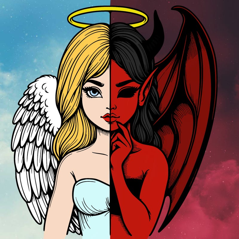 realistic angel half demon