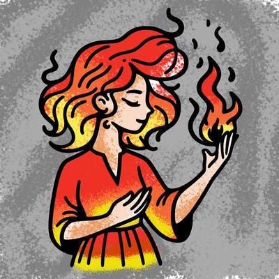 woman with fire