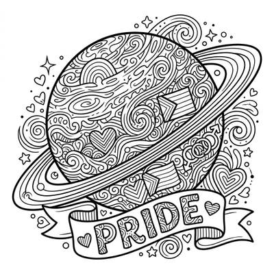 Embark on a creative journey with this unique coloring page featuring the planet Uranus adorned with intricate Zentangle patterns. Celebrate Pride Month by bringing vibrant life to this cosmic design filled with symbols of love and diversity.