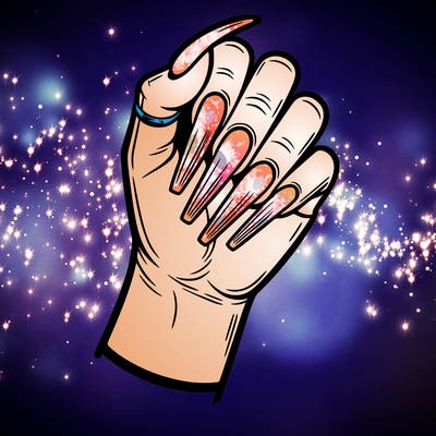 a hand with acrylic nails