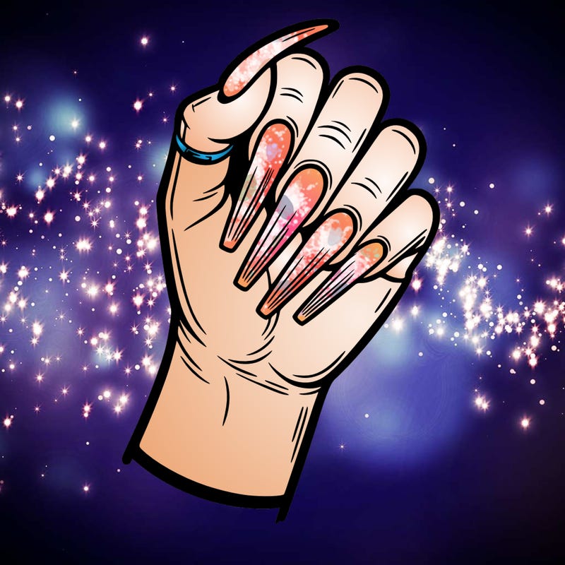 a hand with acrylic nails