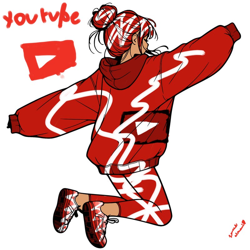 realistic girl jumping with a bun and oversized sweatshirt